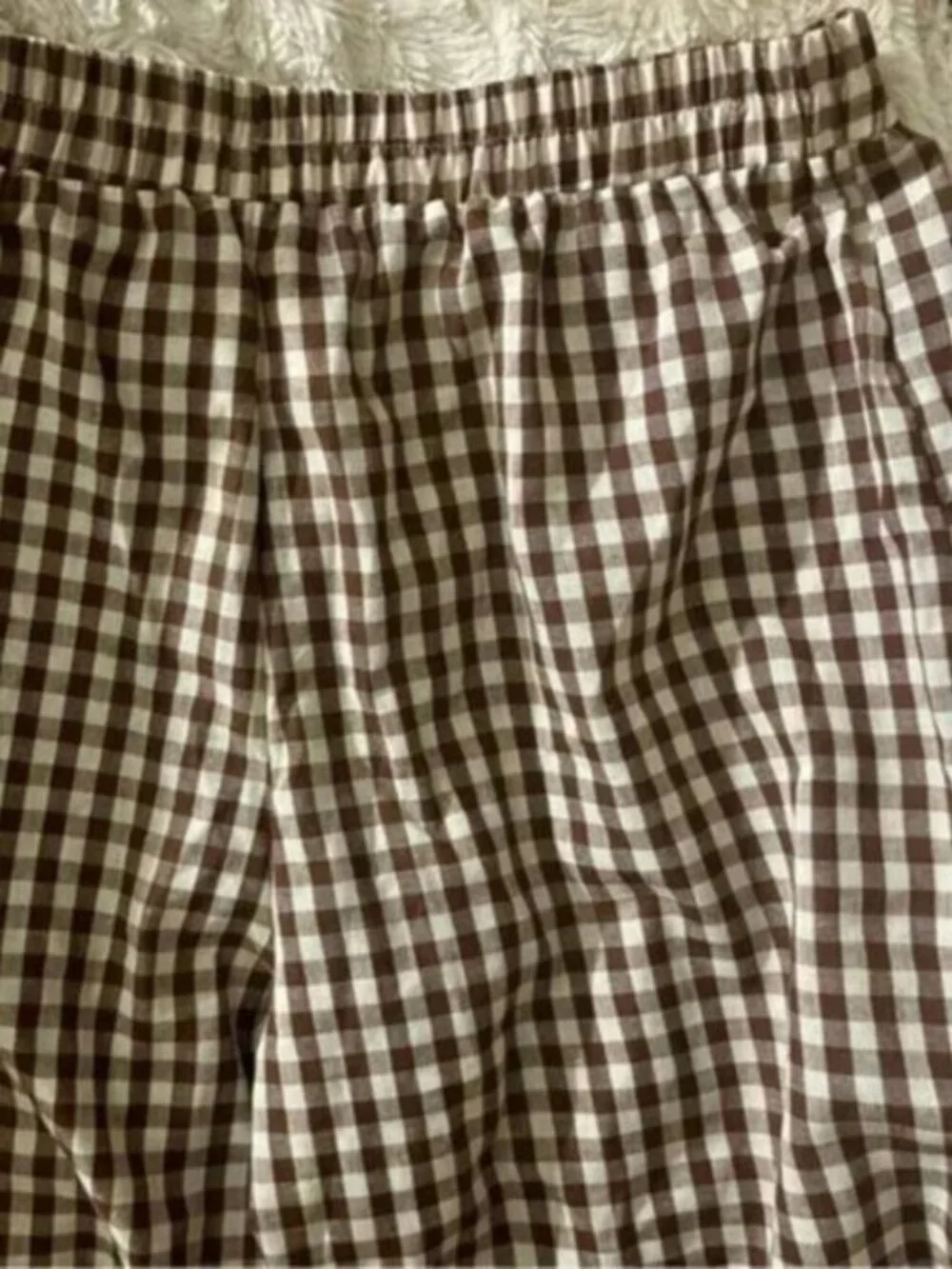 Plaid Gingham Wide Leg Capri Pants - Picture 9 of 10